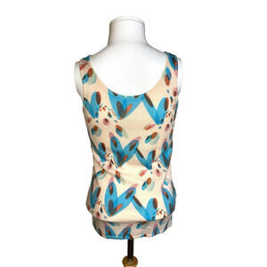 05P Chanel 2005 Vintage Blue Hearts Print Blouse Cashmere Top Shirt  FR-36